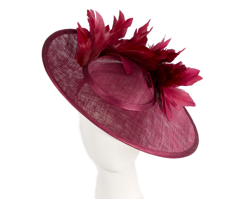Large burgundy sinamay fascinator hat by Max Alexander - Hats From OZ | MA870W Large burgundy sinamay fascinator hat by Max Alexander - Hats From OZ