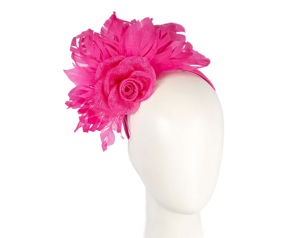 Fuchsia feather fascinator by Max Alexander - Hats From OZ | MA940F Fuchsia feather fascinator by Max Alexander - Hats From OZ