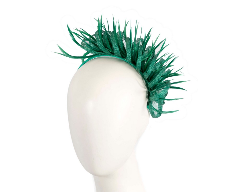 Max Alexander green sinamay & feathers fascinator - Hats From OZ | MA945GRN Max Alexander green sinamay & feathers fascinator - Hats From OZ