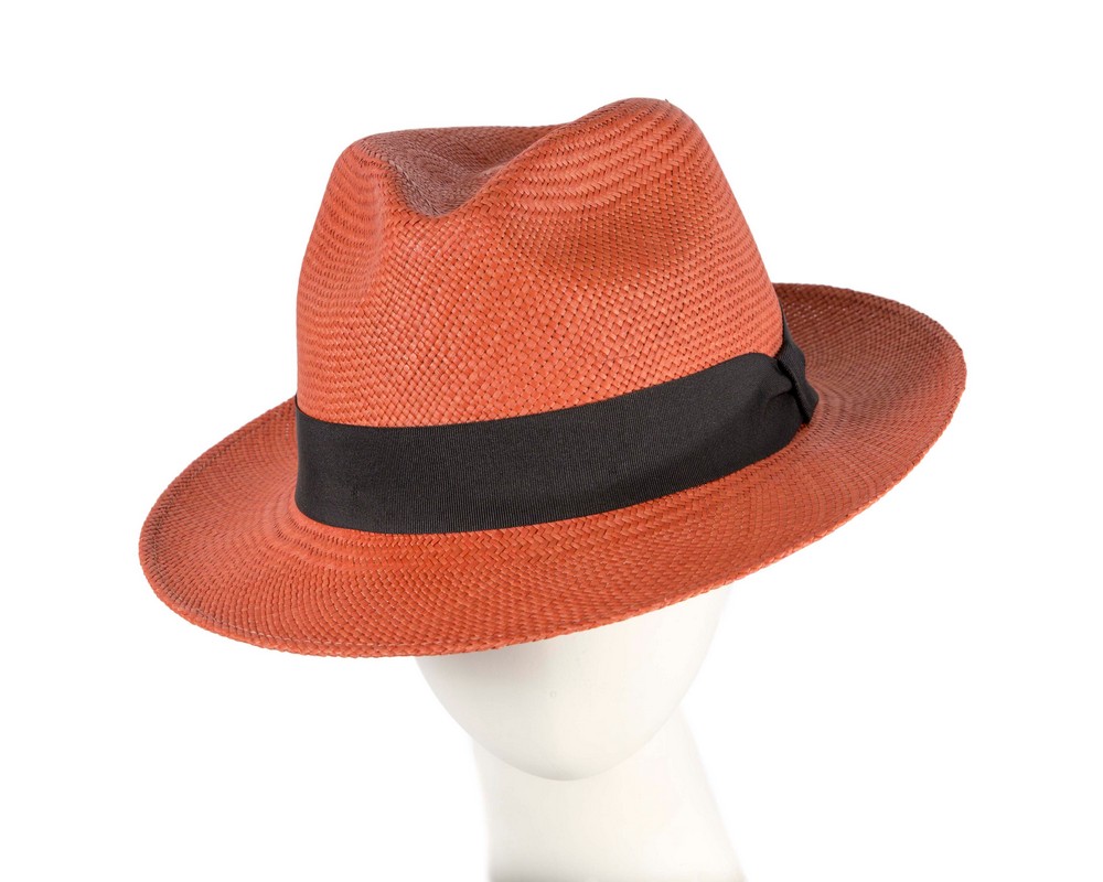 Burnt Orange Ecuadorian Panama Brisa Hat Trilby Fedora - Hats From OZ | AV21223TRC Burnt Orange Ecuadorian Panama Brisa Hat Trilby Fedora - Hats From OZ