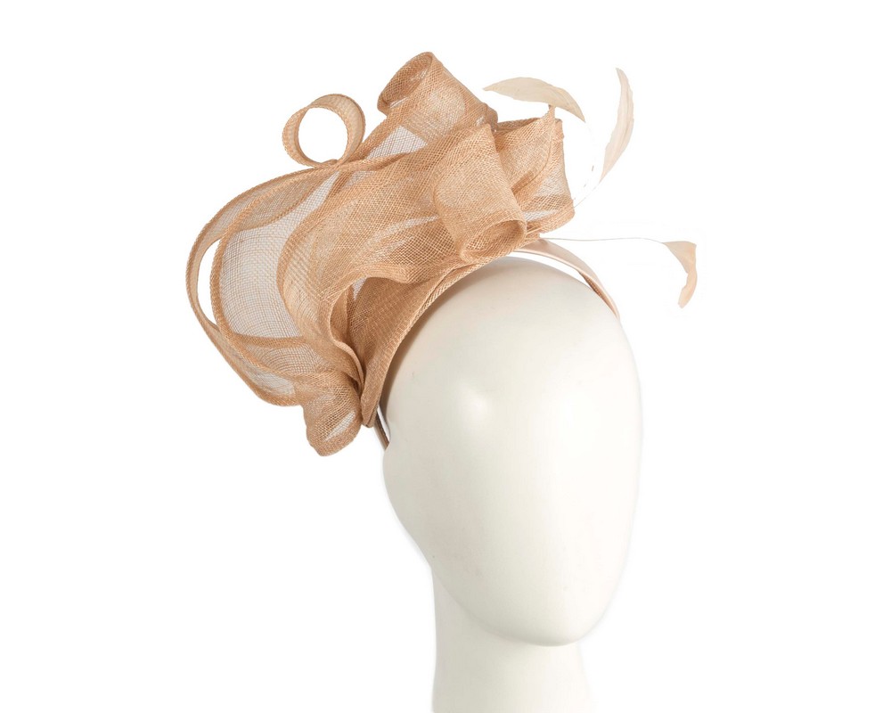Large nude sinamay fascinator MA931 - Hats From OZ | MA931NU Large nude sinamay fascinator MA931 - Hats From OZ