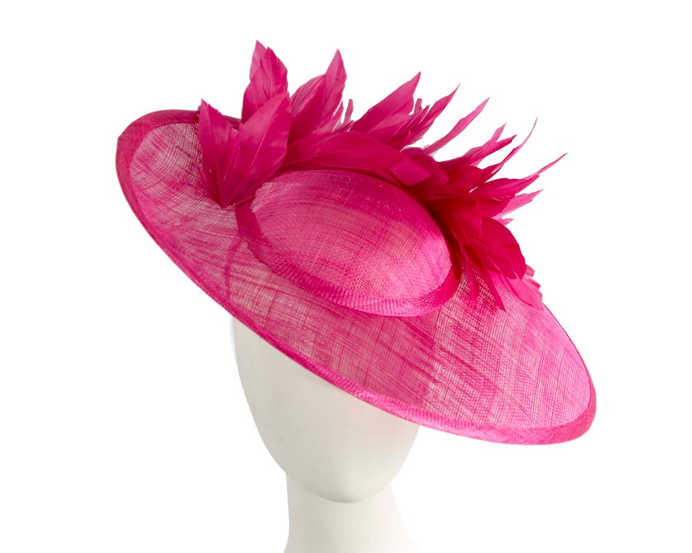 Large fuchsia sinamay fascinator hat by Max Alexander - Hats From OZ | MA870F Large fuchsia sinamay fascinator hat by Max Alexander - Hats From OZ
